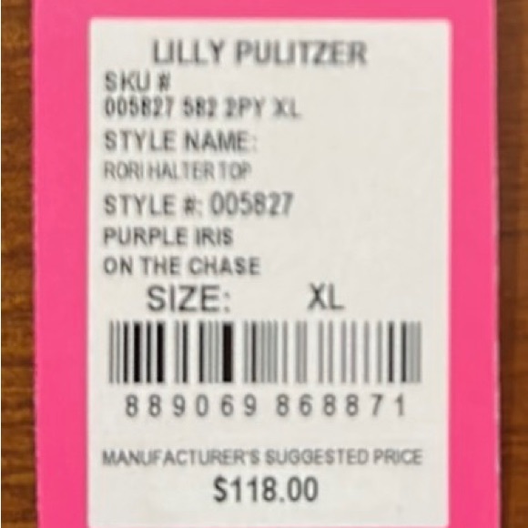 Lovely Lily Pulitzer Rori halter top in "purple iris on the chase," Size XL - Picture 3 of 3